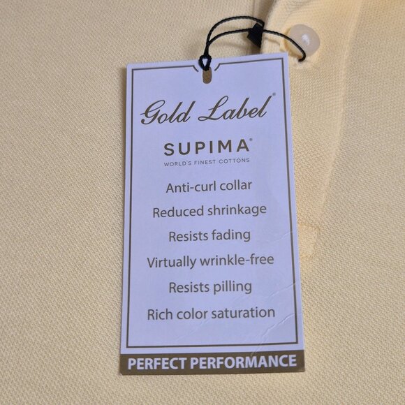 Roundtree & Yorke Gold Label Polo Shirt Men's Size XXL Yellow Pima Cotton NWT 54 - Picture 4 of 10